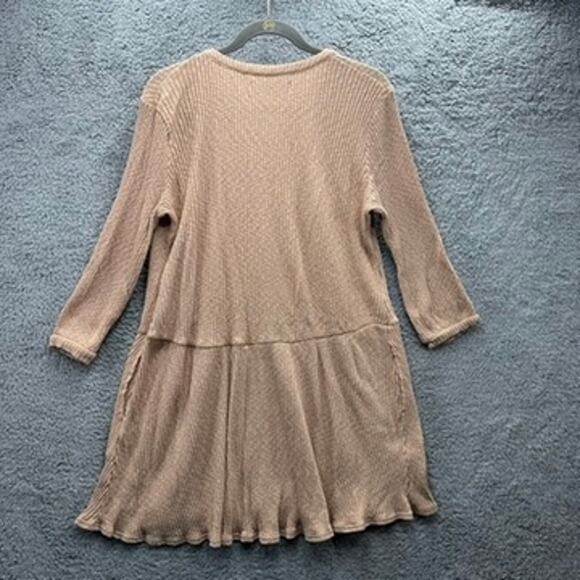Free‎ People Beach Small Long Sleeve Peach Oversized Ribbed Dress Pockets - Picture 2 of 6